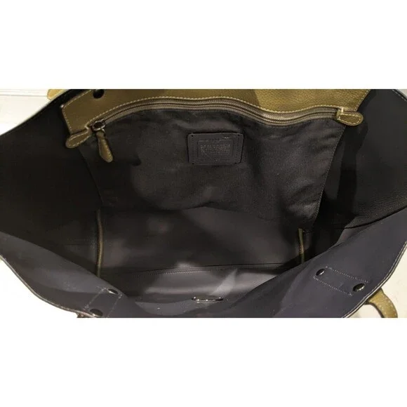 Coach Large Market Tote Pebbled Leather Army Green Turn Lock #F58849 EXCELLENT! - Picture 9 of 14